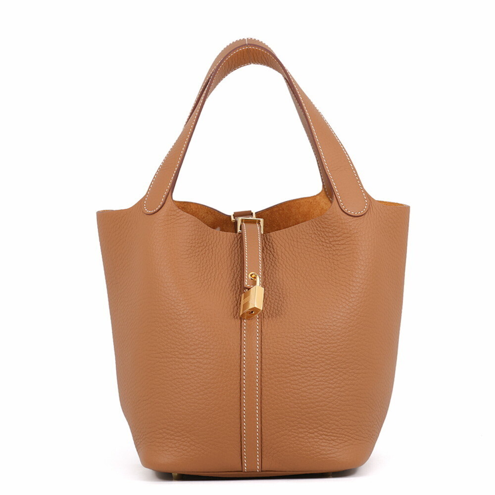 Hermes Picotin Lock MM Handbag, Gold, Taurillon Clemence Leather, G Stamp, HE...